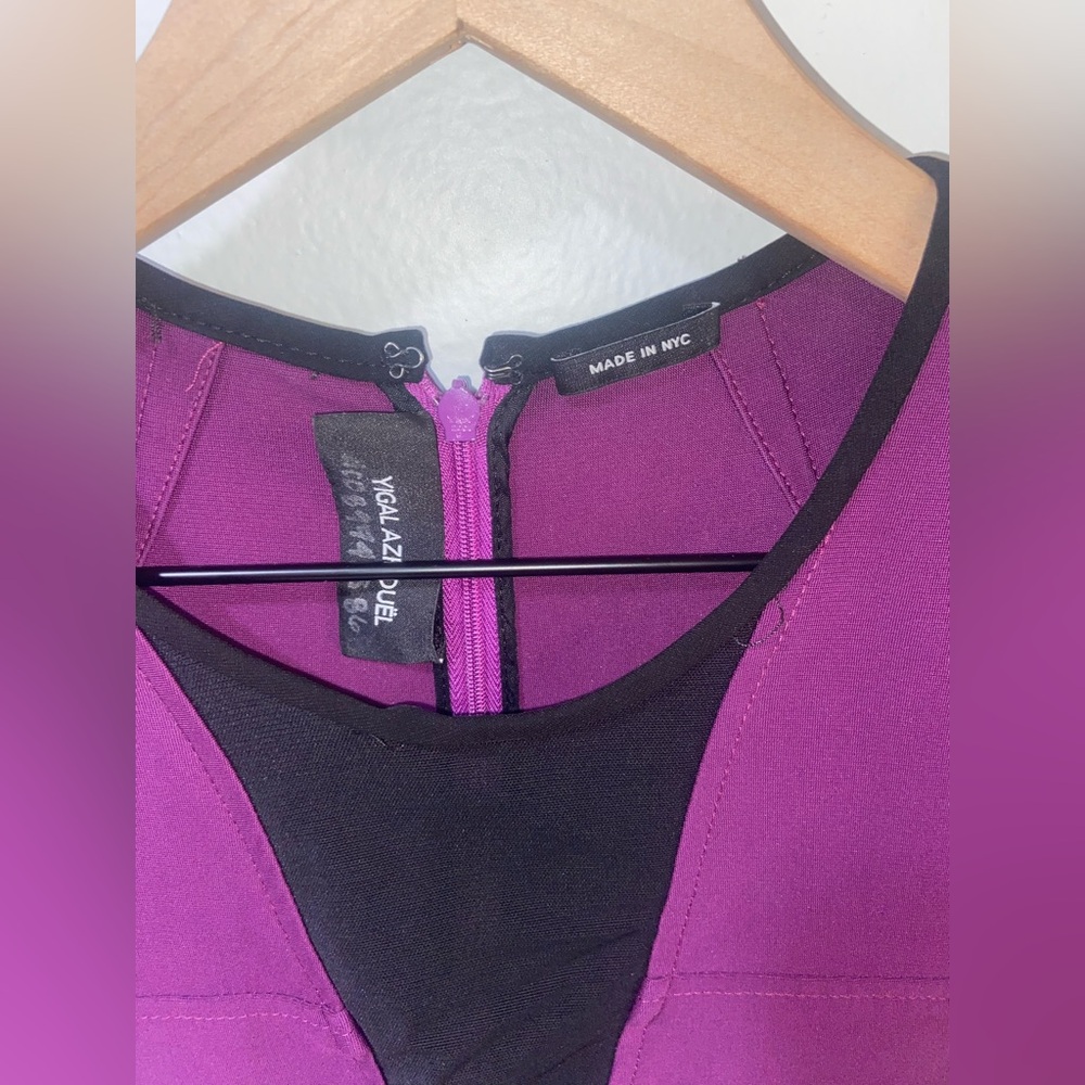 Yigal Azrouel Vintage Purple and Black Sheath Dress, Size Medium - Picture 8 of 11